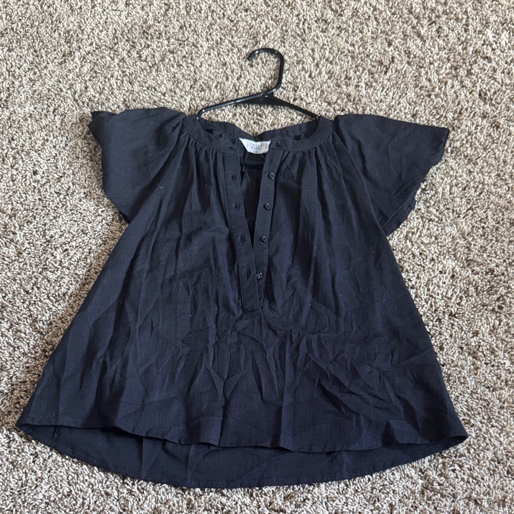 Chic Black Blouse with Button Detail